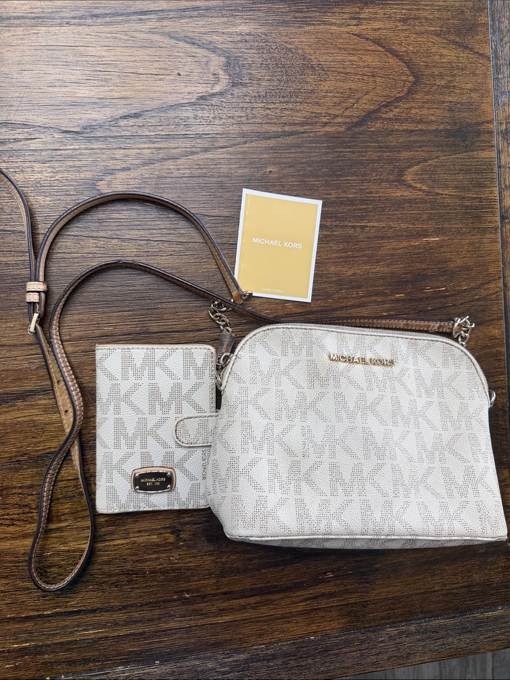 Michael Kors Cream Logo Crossbody with Matching Wallet